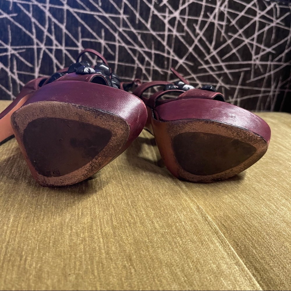 ALAIA Platform Burgundy Leather Sandals Sz 36 - Picture 5 of 6